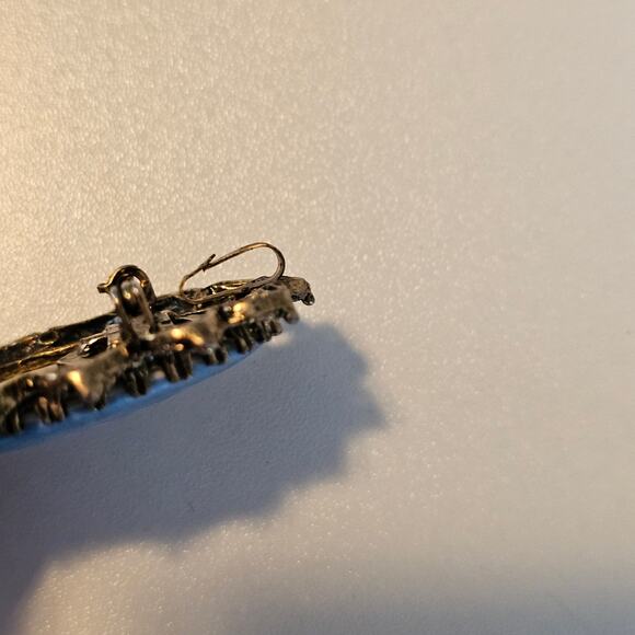 Vintage Blue Porcelain Painted Flower Cameo Style Brooch with Pendant Option - Picture 3 of 6